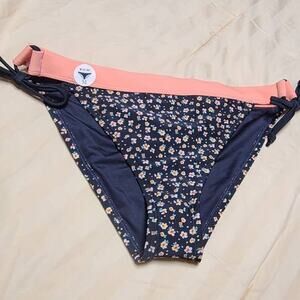 Aeropostale Blue Floral Print Cheeky Bikini Bottom ~ size M Junior